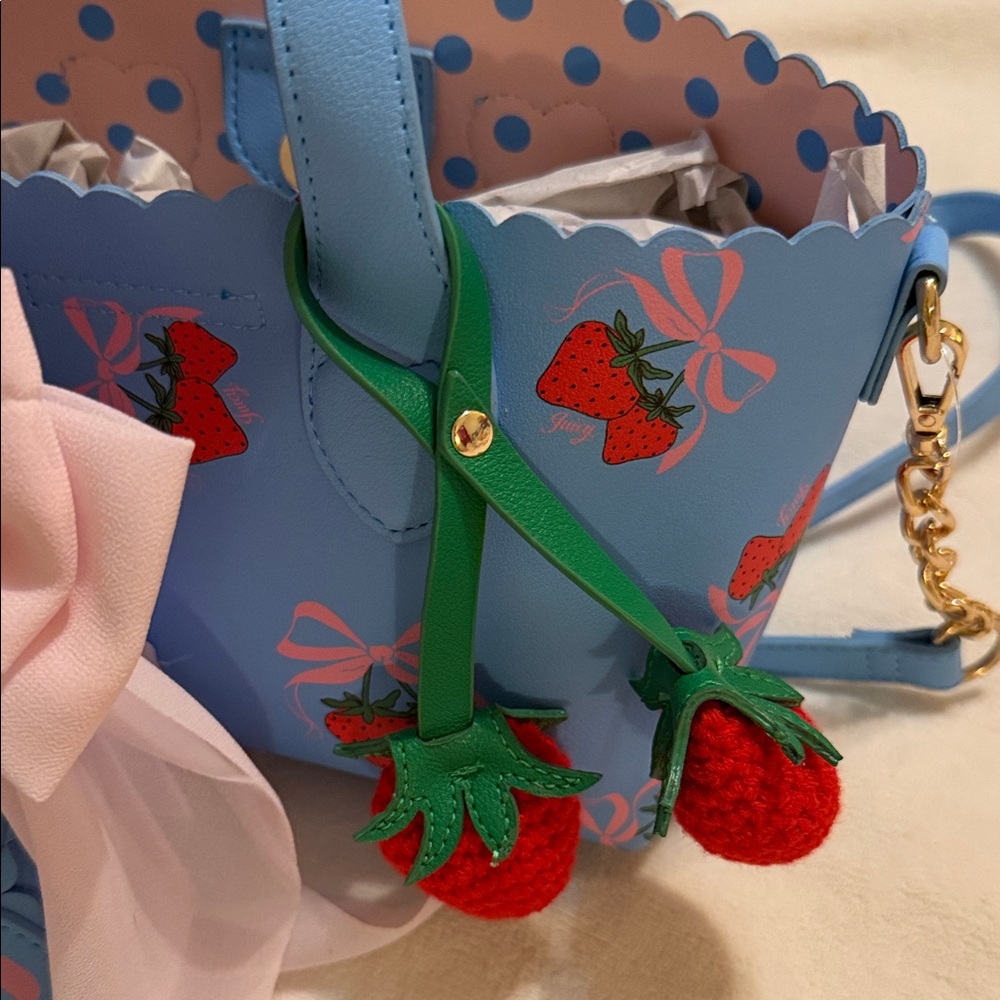 Blue Strawberry Embellished Women's Bag - Picture 10 of 10